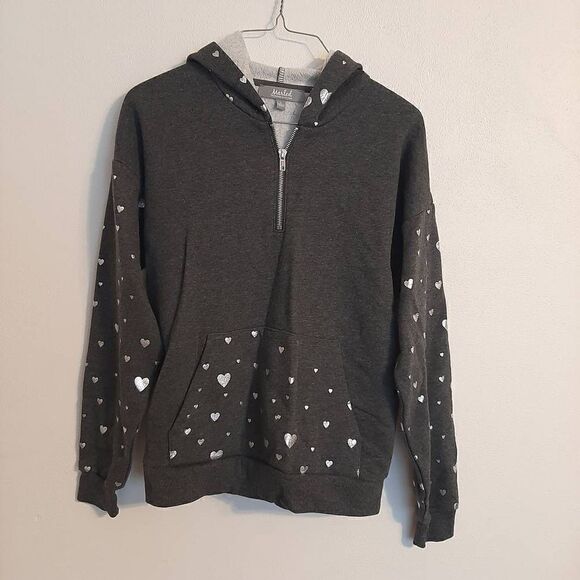 Marled reunited clothing small jacket, grey with silver hearts - Picture 1 of 2